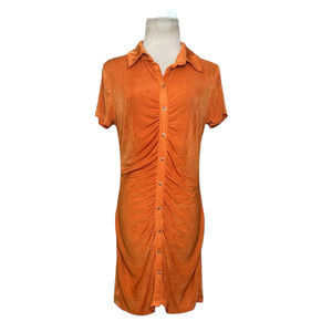 Wild Fable bright orange short sleeves shirt dress size small